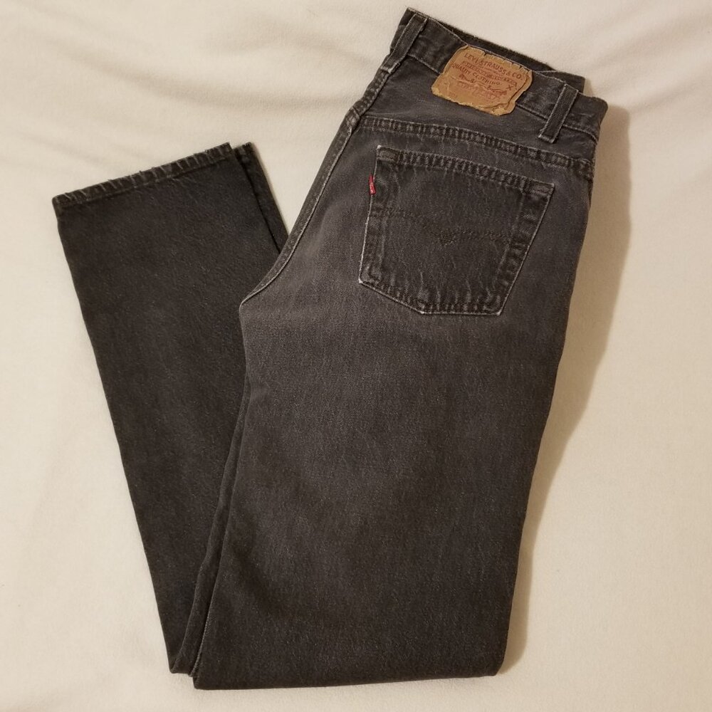 90’s Levi’s 501 Black Denim Straight Leg Jeans - Naturally Distressed 28x32